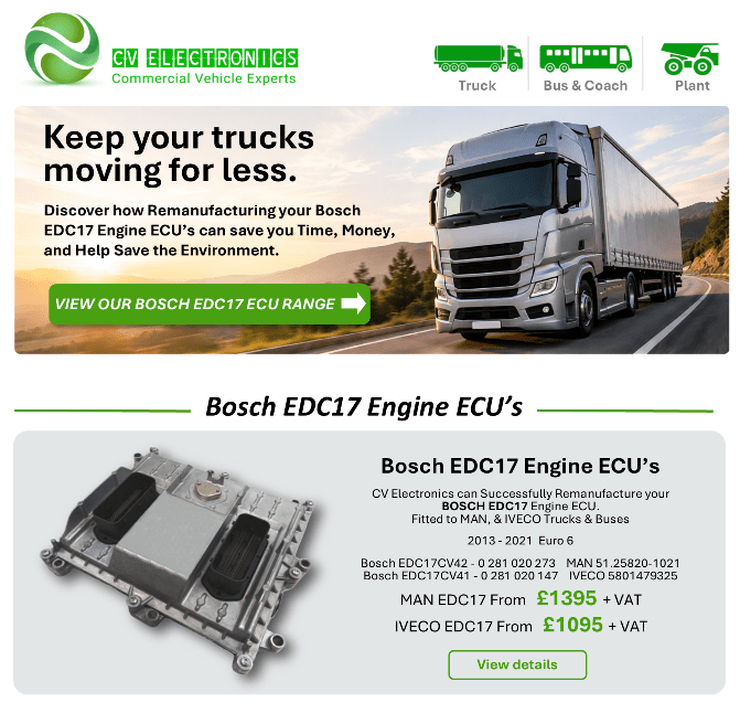 Bosch EDC17 Engine ECUs | CV Electronics Ltd Bosch EDC17 Engine ECUs